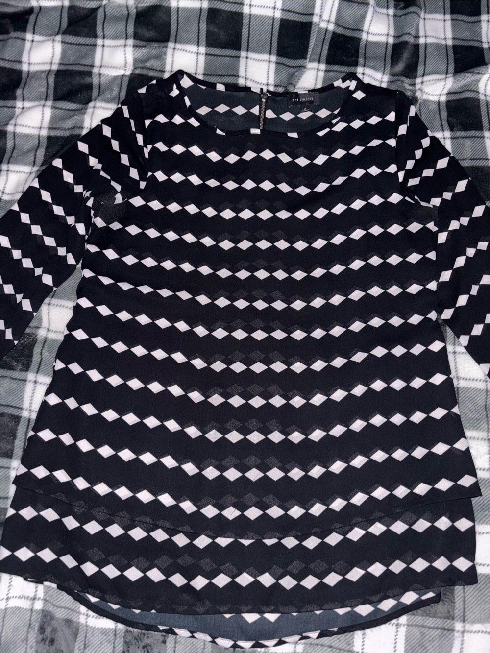 The Limited Black and White Diamond Print Dress Top